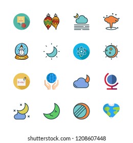 sphere icon set. vector set about eclipse, bauble, cloudy night and physics icons set.