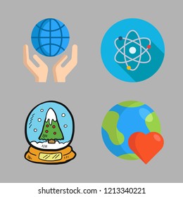 sphere icon set. vector set about planet earth, physics and snow globe icons set.