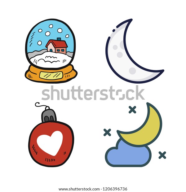 sphere icon set. vector set about moon, snow globe\
and bauble icons set.
