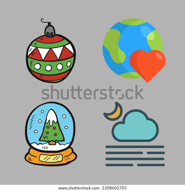 sphere icon set. vector set about moon,\
bauble, snow globe and planet earth icons\
set.