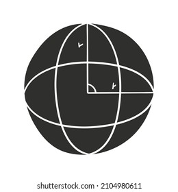 Sphere Icon Silhouette Illustration. Math Geometry Vector Graphic Pictogram Symbol Clip Art. Doodle Sketch Black Sign.