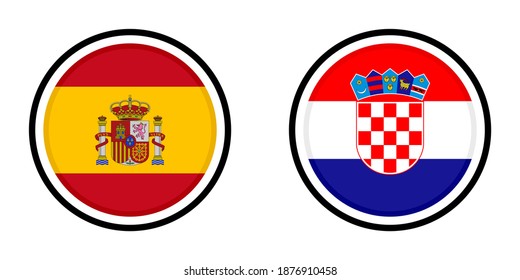 sphere icon with spain and croatia flags