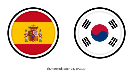 sphere icon with spain and south korea flags