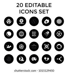 Sphere icons. set of 20 editable filled sphere icons such as international delivery, disco ball, atom move, holding globe, globe. best quality sphere elements in trendy style.
