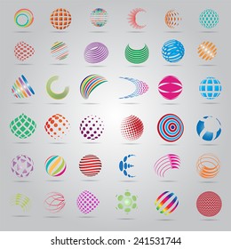 Sphere Icons Set - Isolated On Gray Background - Vector Illustration, Graphic Design Editable For Your Design, Flat Icons