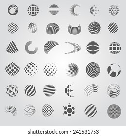 Sphere Icons Set - Isolated On Gray Background - Vector Illustration, Graphic Design Editable For Your Design