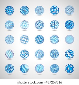 Sphere Icons Set - Isolated On Gray Background - Vector Illustration 