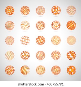 Sphere Icons Set - Isolated On Gray Background - Vector Illustration  