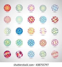 Sphere Icons Set - Isolated On Gray Background - Vector Illustration  