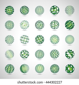 Sphere Icons Set - Isolated On Gray Background - Vector Illustration, Graphic Design