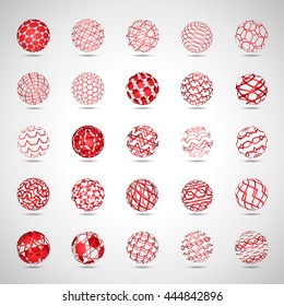Sphere Icons Set - Isolated On Gray Background - Vector Illustration, Graphic Design