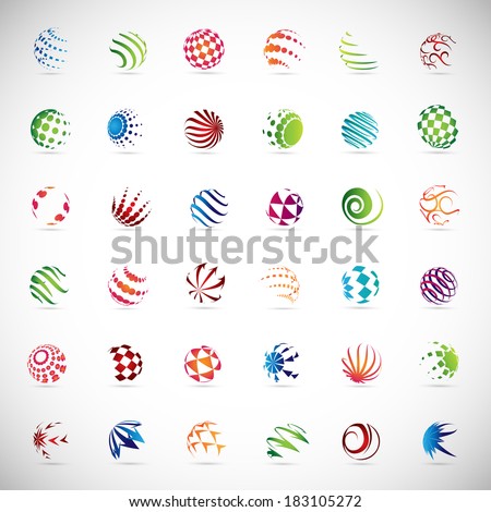 Sphere Icons Set - Isolated On Gray Background - Vector Illustration, Graphic Design Editable For Your Design, Flat Icons