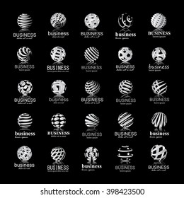 Sphere Icons Set-Isolated On Black Background-Vector Illustration,Graphic Design.For Web,Websites,App,Print,Presentation Templates,Mobile Applications And Promotional Materials.Different Logotype