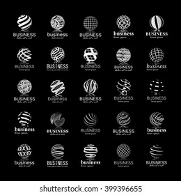 Sphere Icons Set-Isolated On Black Background-Vector Illustration,Graphic Design. Different Logotype Template
