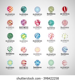Sphere Icons Set-Isolated On Gray Background-Vector Illustration,Graphic Design.For Web,Websites,App,Print,Presentation Templates,Mobile Applications And Promotional Materials.Different Logotype