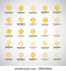 Sphere Icons Set-Isolated On Gray Background-Vector Illustration,Graphic Design.For Web,Websites,App,Print,Presentation Templates,Mobile Applications And Promotional Materials.Different Logotype