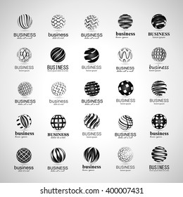 Sphere Icons Set-Isolated On Gray Background-Vector Illustration,Graphic Design. Different Logotype Template