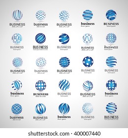 Sphere Icons Set-Isolated On Gray Background-Vector Illustration,Graphic Design. Different Logotype Template