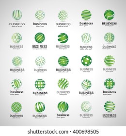 Sphere Icons Set-Isolated On Gray Background-Vector Illustration,Graphic Design. Different Logotype Template