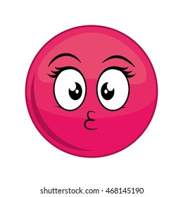 sphere kiss cartoon face expression icon. Isolated and flat illustration