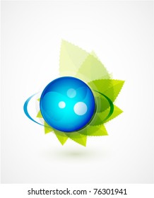 Esfera y hojas. Concepto verde vector
