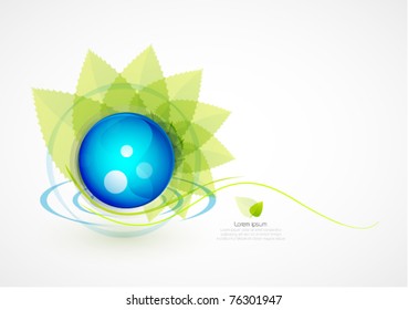 Sphere und Blätter. Vektorgrünes Konzept