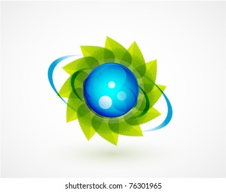 Sphere and leaves. Vector green concept
