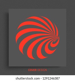 Esfera con líneas. Diseño negro y rojo. Patrón con ilusión óptica. Resumen del fondo geométrico 3D. Ilustración vectorial.
