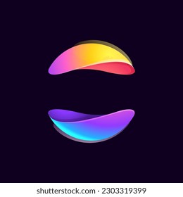 Sphere logo. Multicolored gradient circle with vibrant color palettes. Yin and yang emblem. Energy protection shield. Vector for Finance app, game branding, Stock market identity, blockchain adv.