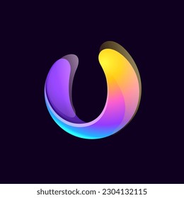 Sphere logo. Multicolored gradient circle with vibrant color palettes. Yin and yang emblem. Energy protection shield. Vector for Finance app, game branding, Stock market identity, blockchain adv.