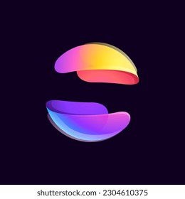 Sphere logo. Multicolored gradient circle with vibrant color palettes. Yin and yang emblem. Energy protection shield. Vector for Finance app, game branding, Stock market identity, blockchain adv.