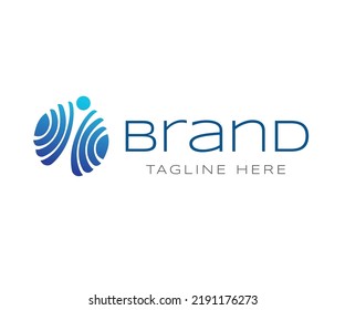 Sphere logo with technology style modern design template isolated on blue color. O and I letters are globally connected, circle abstract design is suitable for science innovation, AI, new technology 