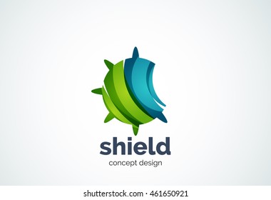Sphere logo template, global or world concept - geometric minimal style, created with overlapping curve elements and waves. Corporate identity emblem, abstract business company branding element