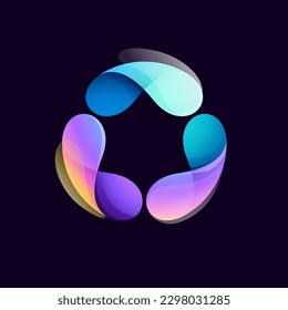 Sphere logo. Yin and yang in circle emblem. Energy protection shield. Vector element for your Finance app, vibrant game branding, Stock market identity, business t-shirts, globe blockchain adv.