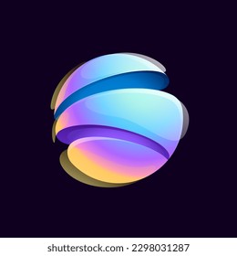 Sphere logo. Yin and yang in circle emblem. Energy protection shield. Vector element for your Finance app, vibrant game branding, Stock market identity, business t-shirts, globe blockchain adv.