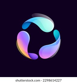 Sphere logo. Yin and yang in circle emblem. Energy protection shield. Vector element for your Finance app, vibrant game branding, Stock market identity, business t-shirts, globe blockchain adv.