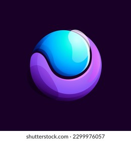 Sphere logo. Yin and yang in circle emblem. Vector tech colorful lilac gradient icon. Vector element for your Finance app, vibrant branding, Stock market identity, business t-shirts, blockchain adv.