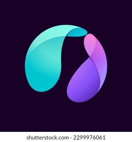 Sphere logo. Yin and yang in circle emblem. Vector tech colorful lilac gradient icon. Vector element for your Finance app, vibrant branding, Stock market identity, business t-shirts, blockchain adv.