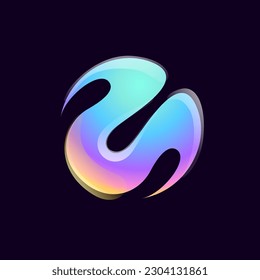 Sphere logo. Yin and yang in circle emblem. Energy protection shield. Vector element for your Finance app, vibrant game branding, Stock market identity, business t-shirts, globe blockchain adv.