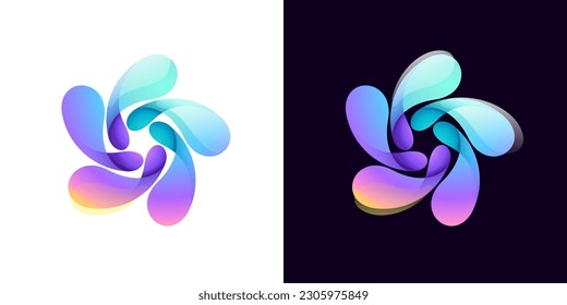 Sphere logo. Yin and yang in circle emblem. Energy protection shield. Vector element for your Finance app, vibrant game branding, Stock market identity, business t-shirts, globe blockchain adv.