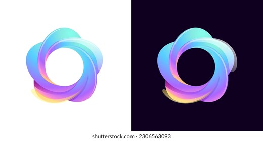 Sphere logo. Yin and yang in circle emblem. Energy protection shield. Vector element for your Finance app, vibrant game branding, Stock market identity, business t-shirts, globe blockchain adv.