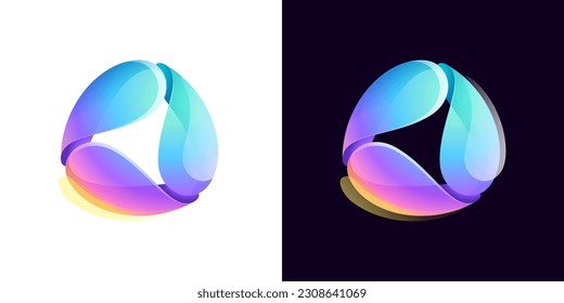 Sphere logo. Yin and yang in circle emblem. Energy protection shield. Vector element for your Finance app, vibrant game branding, Stock market identity, business t-shirts, globe blockchain adv.