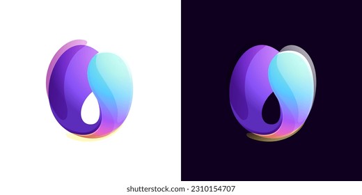 Sphere logo. Yin and yang in circle emblem. Energy protection shield. Vector element for your Finance app, vibrant game branding, Stock market identity, business t-shirts, globe blockchain adv.