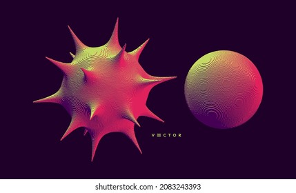 Sphere made of cubes. Virus particle. Pathogen organism. Element for design. Art geometric primitive. Voxel art. 3D vector illustration for flyer, presentation, brochure or cover.