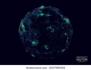 Sphere made of particles. Glowing 3d futuristic shape. Vector illustration.