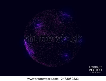 Sphere made of particles. Glowing 3d futuristic shape. Vector illustration.