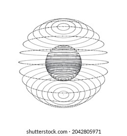 Esfera compuesta de puntos y líneas. Estructura de conexión de red. Gran visualización de datos. Ilustración vectorial.	
