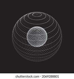 Sphere made up of points and lines. Network connection structure. Big data visualization. Vector illustration.