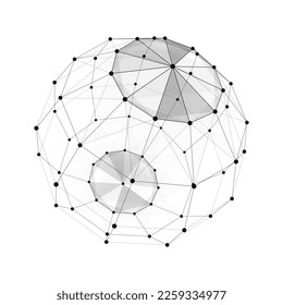 Sphere made up of points and lines. Network connection structure. Big data visualization. Vector illusration.