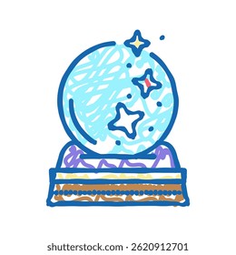 Vector de dibujo de icono de doodle mágico de esfera. signo mágico de esfera. ilustración de símbolo aislado